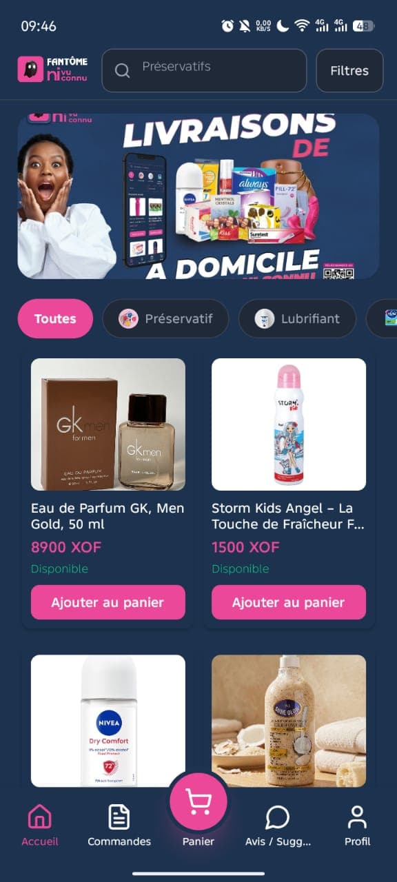 Fantôme app screen